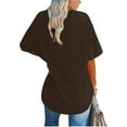 thumbnail image 4 of Holzkary Oversized Tshirts for Women Workout Plus Size Tops V Neck Short Sleeve Gym Shirts Casual Loose Fit Basic Tees Print Tops Basic Summer Tee Shirts Blouse Coffee M, 4 of 5