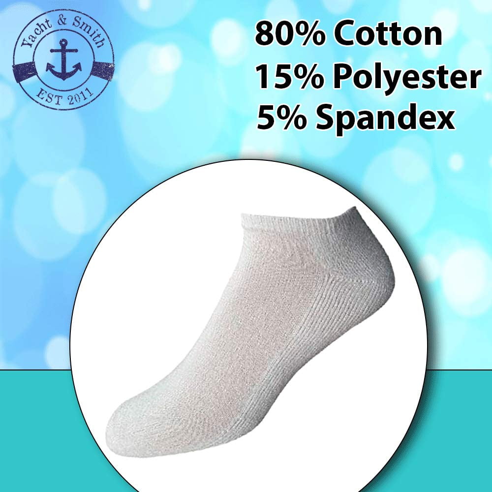 Yacht & Smith Mens Wholesale Bulk No Show Ankle Socks, Big And Tall Cotton Sport Athletic Sock Size 13-16