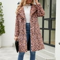 thumbnail image 2 of dGslk Women’s Long Sleeve Faux Fur Leopard Print Open Front Coat Mid Length Warm Outerwear Jacket with Pockets and Hood Pink 2XL, 2 of 2