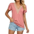 thumbnail image 2 of Inverlee T Shirts for Women V Neck Dressy Casual Short Sleeve Tops Boho Solid Color Shirts Flowy Vacation Tunic Blouse Tee Summer Fashion, 2 of 6