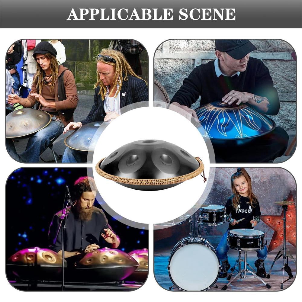 Gonipol Hand Pan Drum Instrument 9 Notes Steel Drum Handpan Instrument for Adults Kids 18-Inch Percussion Drum Instrument with 2 Handpan Mallets for Music Lessons Concerts clean