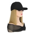 thumbnail image 1 of Chapeau de Baseball Long Droit pour Femmes avec Perruque Synthétique, 1 of 8