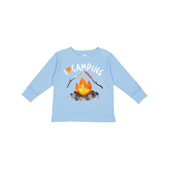 Inktastic I Love Camping Campfire, Hot Dog, Marshmallows Boys or Girls Long Sleeve Toddler T-Shirt