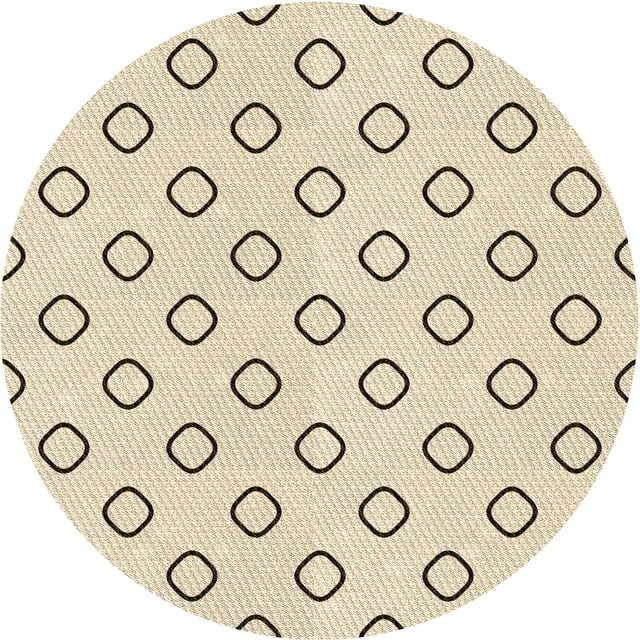 Ahgly Company Tapis Rond Lavable en Machine Intérieur Transitionnel Beige, 8 Pieds Rond