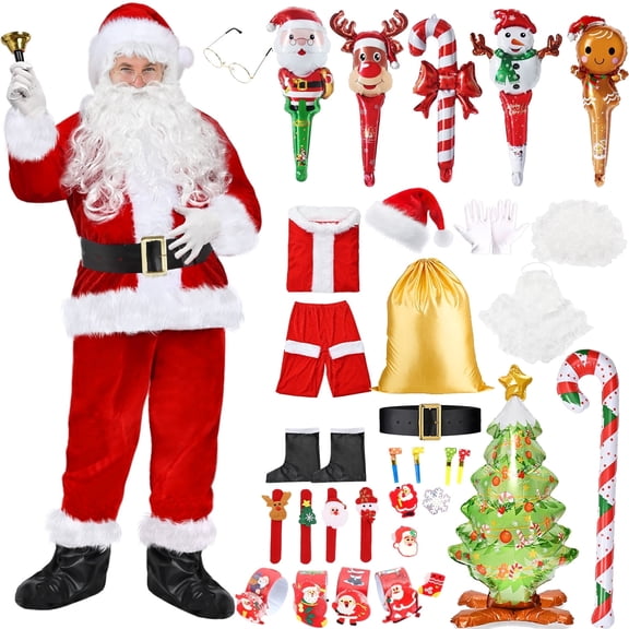 Alaiyaky Santa Costume Santa Claus Costume Xmas Claus Suit Christmas Outfit for Men