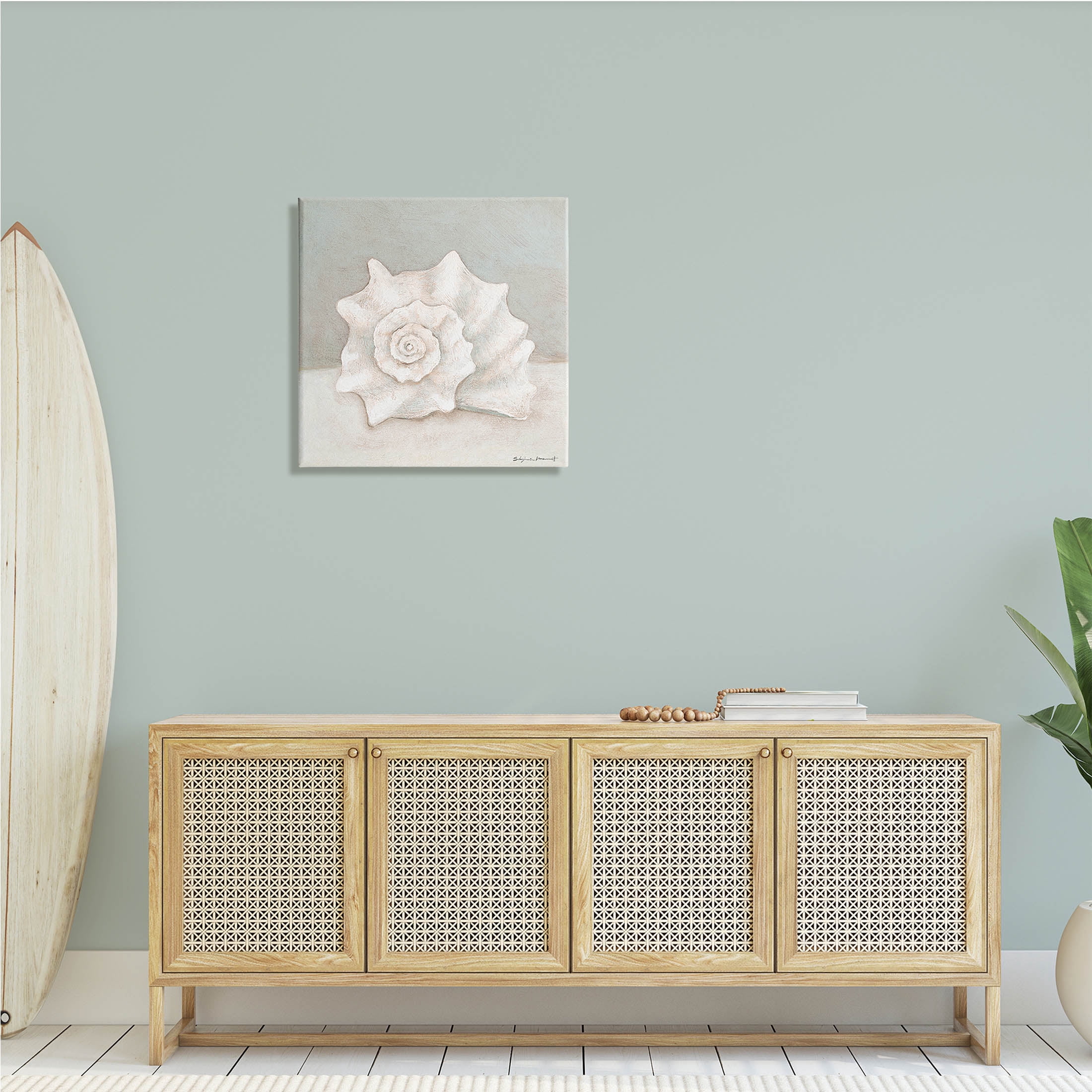 Stupell Industries Conch Shell Minimal Beige Grey Seashell Nautical Animal, 24 x 24, Design by Stephanie Workman Marrott