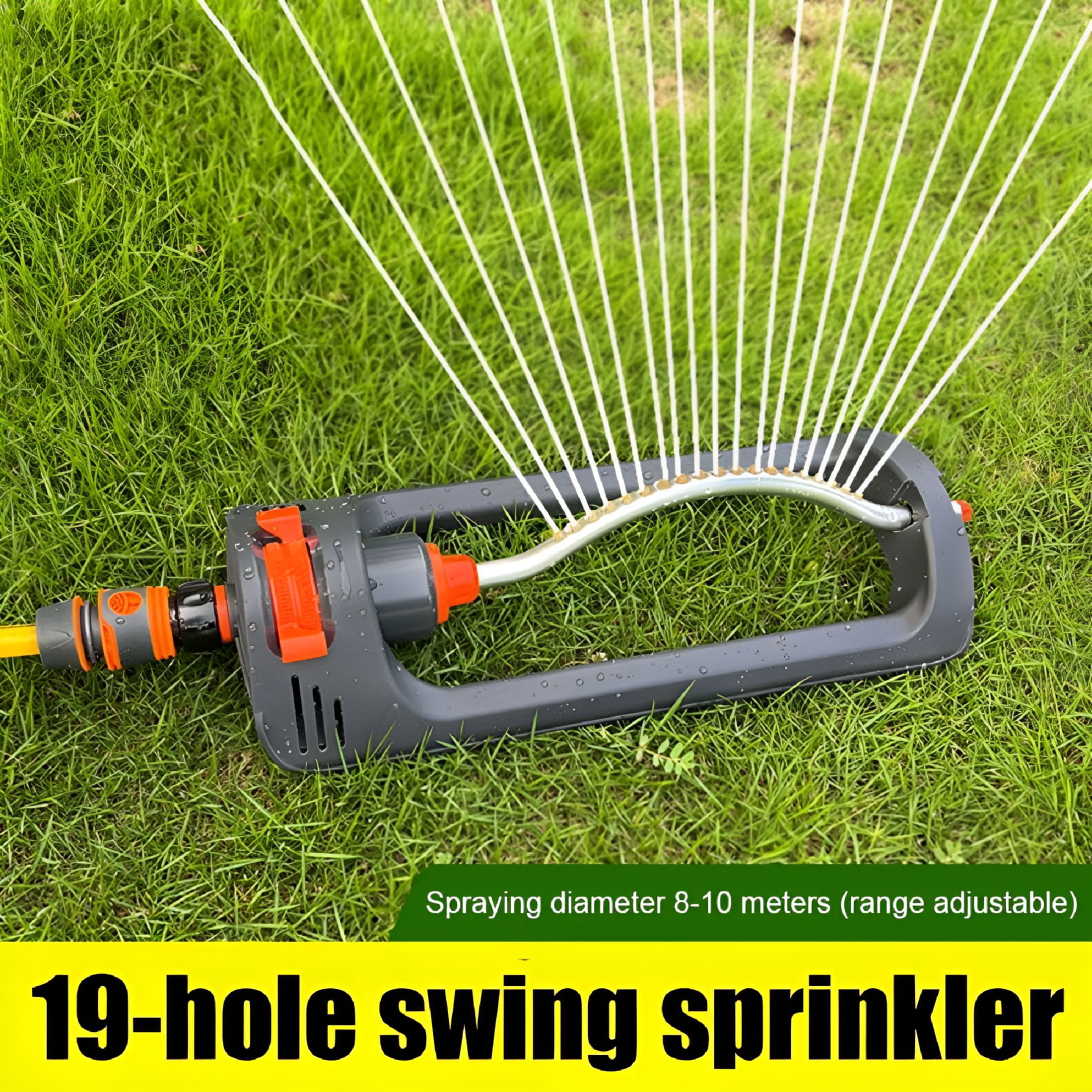 HIBIBUD Automatic Oscillating Lawn Sprinkler,19 Hole,4 Modes,Black Abs,Adjustable Water Sprinkler Watering Device for Lawn,Garden,Agricultural Irrigation