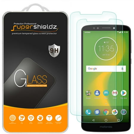 [2-Pack] Supershieldz for Motorola Moto E5 Plus Tempered Glass Screen Protector, Anti-Scratch, Anti-Fingerprint, Bubble Free