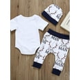 thumbnail image 3 of Dewadbow Little Man Newborn Infant Baby Boys Tops Romper Long Pants Hat, 3 of 4
