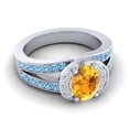 thumbnail image 3 of 2.35 Carat Oval Cut Citrine & Blue Topaz Gemstone Elegant Bridal Ring for Ladies Solid 14K White Gold Size 7.5 by Diamond-Capitals, 3 of 8