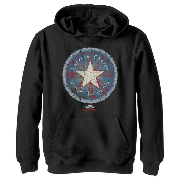 Boy's Marvel Doctor Strange in the Multiverse of Madness Chavez Star Pull Over Hoodie Black X Large