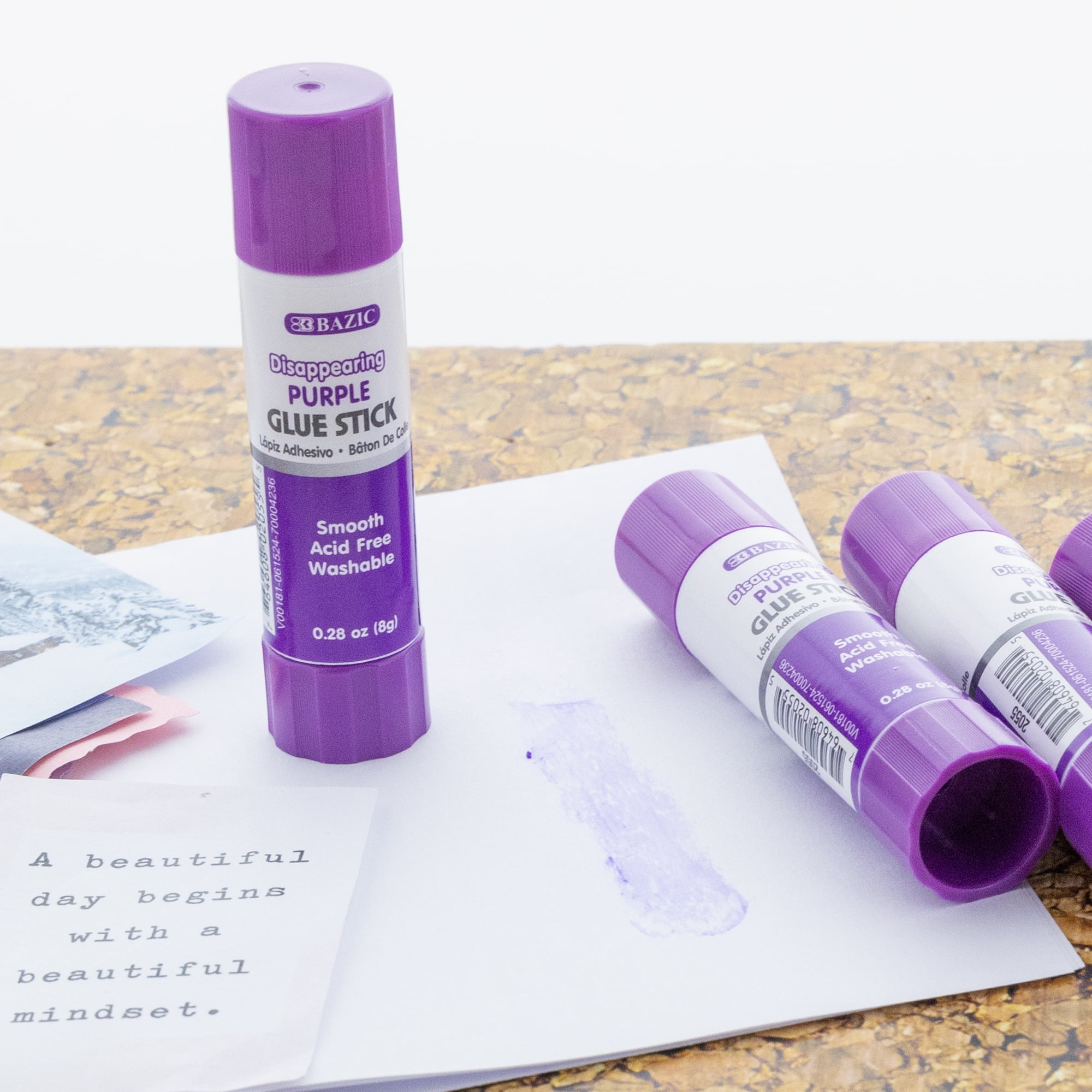 BAZIC Washable Disappearing Purple Glue Stick 8g Acid Free Glue Sticks, 288-count