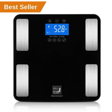 Excelvan Smart Touch Weight Measure 400 lb/0.1kg Digital Scales Track Body Weight,BMI,Fat,Water,Calories,Muscle,Bone Mass Bathroom