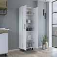 thumbnail image 5 of Knubmt Wood Pantry Cabinet with 5 Inner Shelves, 2 Doors Storage Cabinet for Living Room, Dining Room, Kitchen, White, 5 of 7