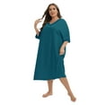 thumbnail image 3 of Xmarks Women Nightgowns V-neck Short Sleeve Loungewear Soft Lace Night Shirts Sleepwear Loose Plus Size Sleep Dress Green XL-5XL, 3 of 6