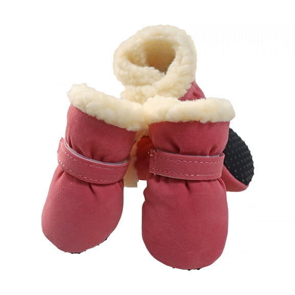 AOMRCOL Dog Booties, Winter Dog Boots & Paw Protectors in Pink, Size S, 4 Pcs