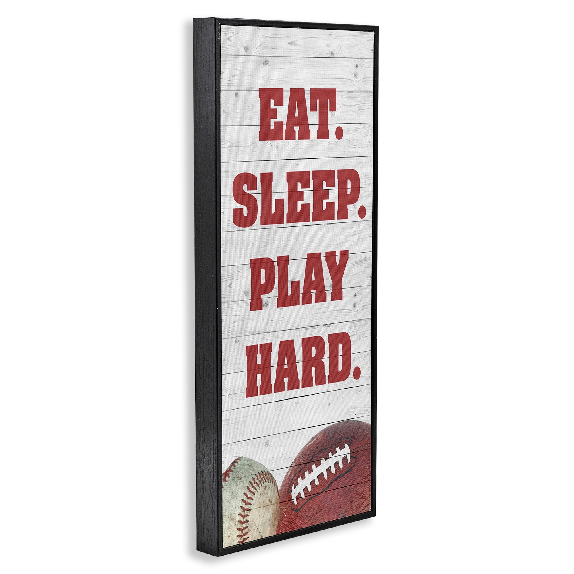 Stupell Indtries Eat Sleep Play Hard Sports List Baseball Football,13 x 30,Design by Andi Metz