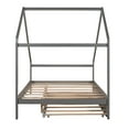 thumbnail image 5 of Full Size Wooden House Bed With Twin Size Trundle, No Box Spring Needed, 5 of 7