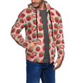 thumbnail image 2 of Wukai Cute Strawberry Print Men's Zip-Up Hoodie,Fleece Full-Zip Hoodie for Men, Hooded Sweatshirt-Large, 2 of 5