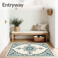 thumbnail image 3 of ODIKA 5'x7' Machine Washable Non-Slip Area Rug, Distressed Medallion Boho with Interlocking Scroll Motifs High Traffic Rug with Pad, Teal, 667405, 3 of 8