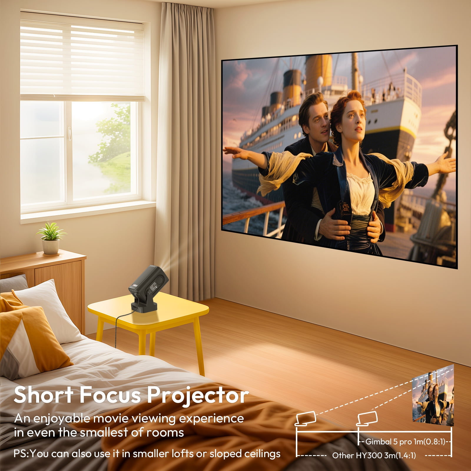 XGODY G5 Pro Android 11 Mini Smart Projector with WiFi and Bluetooth,1080P/4K Auto Keystone,Portable Business&Home Theater, Black, 1 Count