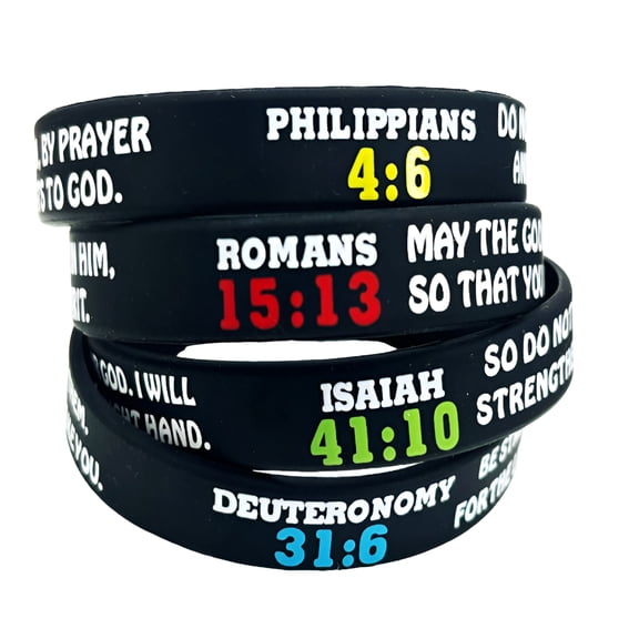 DESIGNICE 32 Pcs Silicone Cross Bracelets for Kids,Bible Verses Rubber Wristbands for Church