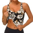 thumbnail image 4 of Fotbe Retro Hydrangeas Pattern Womens' Sports Bra Longline Wirefree Padded with Medium Support Sports Moisture-Wicking Workou Vest,Tank Top-Small, 4 of 9
