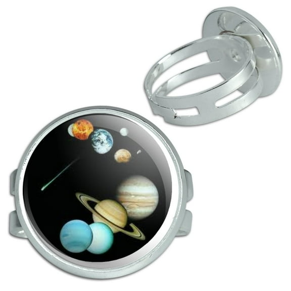 Planets - Space Silver Plated Adjustable Novelty Ring