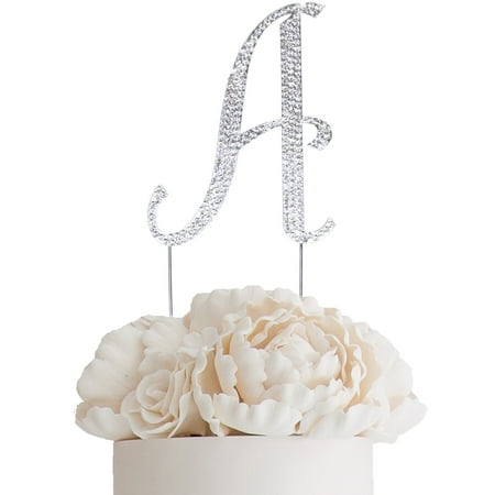 Balsacircle Silver Cake Topper 4 5 Tall Rhinestone Personalized Wedding Party Monogram Dessert Decorations