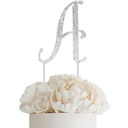 Balsacircle Silver Cake Topper 4 5 Tall Rhinestone Personalized Wedding Party Monogram Dessert Decorations