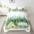 thumbnail image 2 of Erosebridal Happy Camping Bedding Sets King Size, RV Camper Comforter Sets with Sheets, Cartoon Camp Decor, Reversible 7 Pieces, 2 of 5