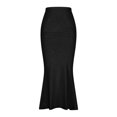 thumbnail image 3 of Efsteb Womens Long Skirts High Waist Long Skirt Solid Color Fall Fashion Casual Comfy Skirts (Black,L), 3 of 7
