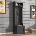 thumbnail image 2 of EUROCO 3-in-1 Slim Hall Tree with Storage, Multi-Functional Hall Tree, Coat Rack with 6 Hanging Hooks, Bench, Storage Cabinet and Elegant Foyer Cabinet for Hallway and Living room, Black, 2 of 8