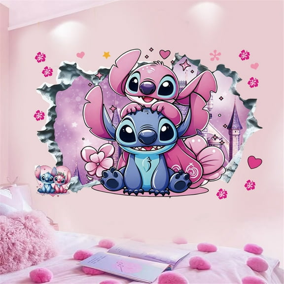 New Stitch Wall Stickers Girls Wall Decals Cartoon Kids Room Decor For Girls Room Bedroom Living Room Home Decor Stickers