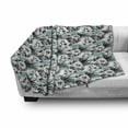 thumbnail image 3 of Hawaii Soft Flannel Fleece Throw Blanket, Watercolor Hibiscus Composition on Striped Background Retro Themes, Cozy Plush for Indoor and Outdoor Use, 50" x 70", Seafoam Charcoal Grey, by Ambesonne, 3 of 6