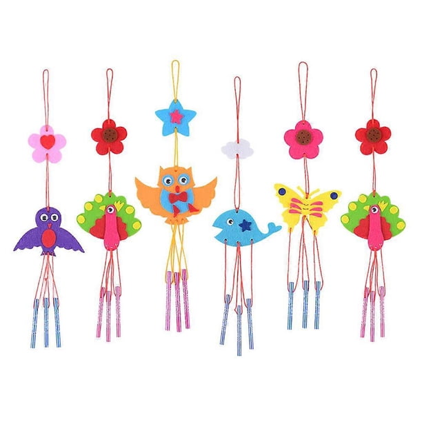 Lucky Small Wind Chimes Diy Wind Chime Pendant Cartoon Shape Non-Woven Fabric Cultivate Hands-On Ability 6Set