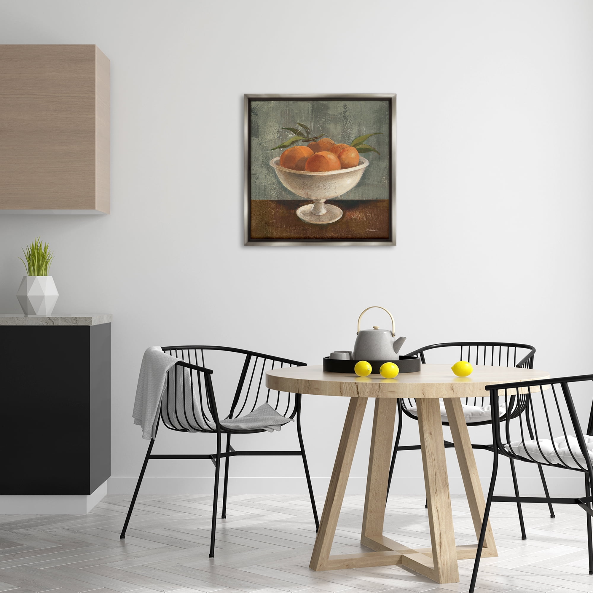 Stupell Industries Peaches Still Life Food & Beverage Painting Gray Floater Framed Canvas Art Print Wall Art, 25 x 25