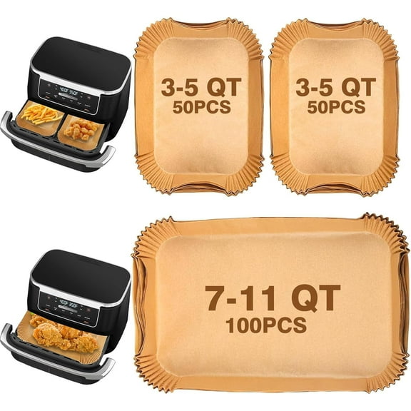 CN Air Fryer Liners Disposable Compatible with  7QT/ 9 QT Air Fryer, 150 Pcs Unbleached Parchment Paper, Accessories for Air Fryer