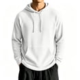 thumbnail image 5 of Domzest Mens Waffle Hoodies Long Sleeve Drawstring Hooded Sweatshirt 2026 Fall Casual Textured Streetwear Pullover White 2XL, 5 of 8