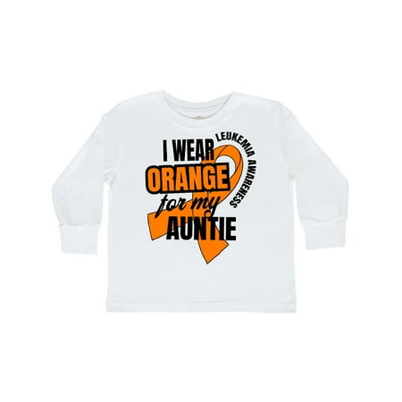 

Inktastic I Wear Orange For My Auntie Leukemia Awareness Gift Toddler Boy or Toddler Girl Long Sleeve T-Shirt