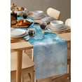 thumbnail image 6 of Ldtrchee Teal Ombre Table Runner 72 Inches, Modern Coastal Ink Painted Abstract Bed Runner Dresser Scarves Tabletop for Indoor Outdoor Parties/Ceremony/Banquet, 14" x 72", 6 of 8