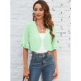 thumbnail image 6 of Chiclily Women's 3/4 Sleeve Cardigan Elegant Shrugs for Women Ruffle Sleeve Open Front Bolero, US Size Large in Light Green, 6 of 8