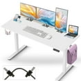 thumbnail image 1 of IMGadgets Standing Electric Adjustable Desk | 55'' x 24'' Large Workspace with 2 hooks | Ergonomic Sit-Stand Desk | Scratch-Resistant & Waterproof  | Height Adjustable Desk for Work and Home, 1 of 9