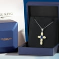 thumbnail image 5 of Gem Stone King 925 Sterling Silver White Ethiopian Opal and Blue Created Sapphire Cross Pendant Necklace for Women | 2.20 Cttw | Gemstone October Birthstone | Oval Cabochon 6X4MM | With 18 inch Chain, 5 of 6