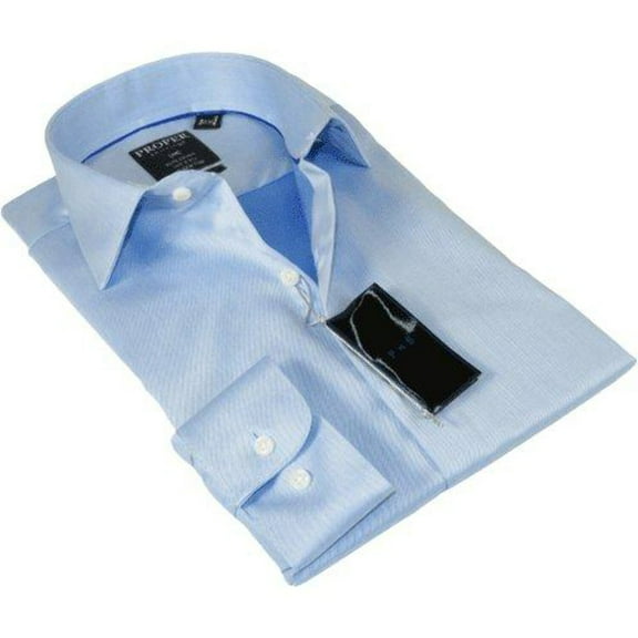 Men's Shirt Christopher Lena PROPER 100% Cotton Wrinkle Free p720ttsr Blue Slim