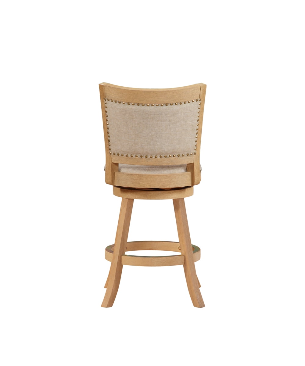 Boraam Melrose Counter Height Swivel Wood Kitchen Bar Stool - Creme Wire-Brush Finish