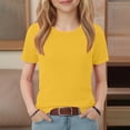 thumbnail image 5 of CPNG Girls Daily Ribbed Knit T Shirt Comfortable Stylish Solid Color Summer Casual Crewneck Short Sleeves T Shirt(Yellow,11-12 Years), 5 of 6
