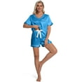 thumbnail image 6 of DAKIMOE Womens Pajama Set Silk Satin Pajamas Short Sleeve Sleepwear Matching Soft Loungewear 2 Piece Lounge Pjs Shorts Set S-XL, Blue, S, 6 of 7