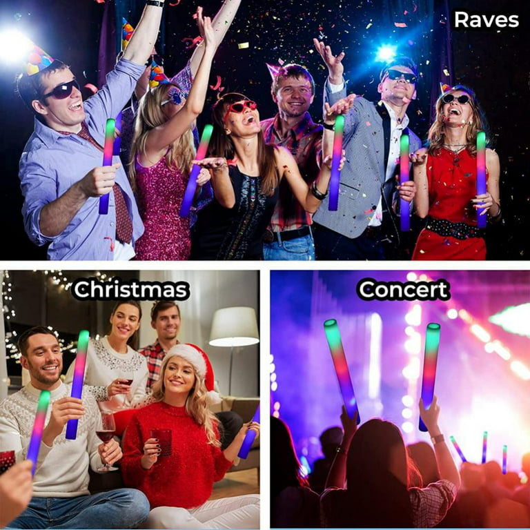 Glow Sticks Bulk,5 Pcs LED Foam Sticks,Christmas Party Favors with 3 Modes Colorful Flashing,Glow in The Dark Party Supplies for Party Wedding