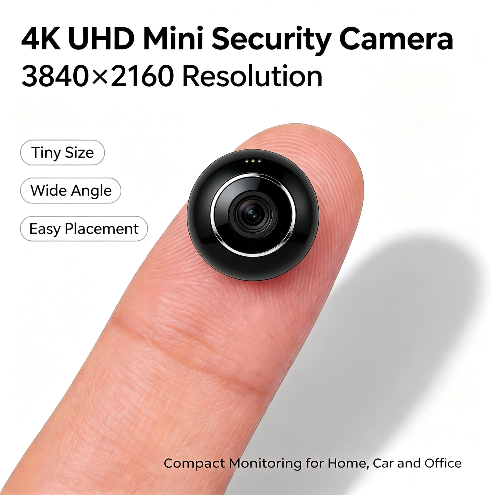 4K UHD Mini WiFi Security Camera, Small Wireless Surveillance Cam with Night Vision, Motion Detection, Remote Phone View for Home Car Office Monitoring